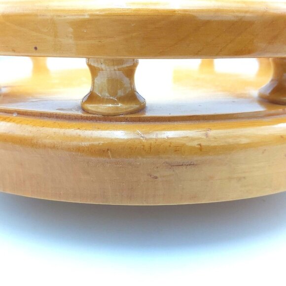 Lazy Susan Solid Oak  Turntable Condiment Server 11 inch with Spindle Railings - Picture 4 of 5